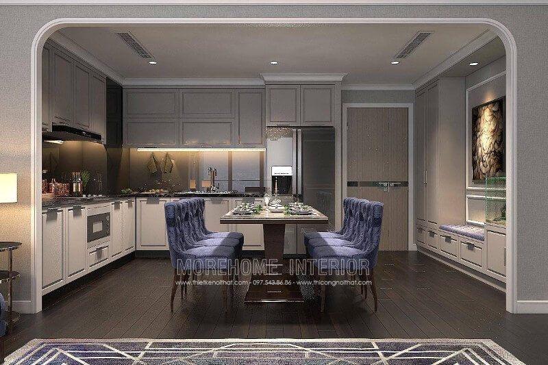 Thiết kế nội thất phòng bếp chung cư cao cấp sang trọng