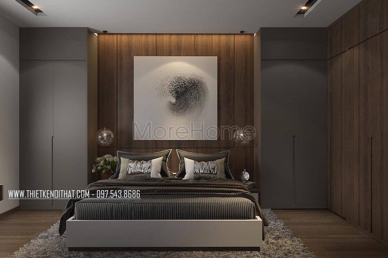 Tủ áo gỗ veneer với màu nâu và đường vân gỗ tạo nên sự hiện đại và thân thiện cho người dùng.